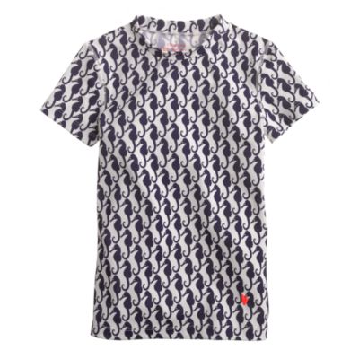 Girls' short-sleeve rash guard in sea horse