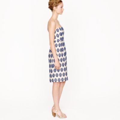 Filigree-embroidered strapless beach dress