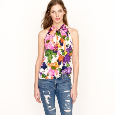 Silk bow cami in garden floral