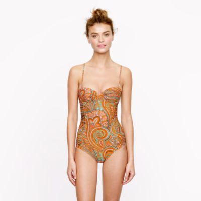 Orange paisley ruched underwire tank