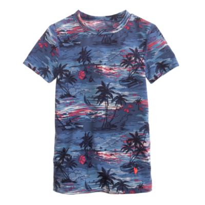 Girls' short-sleeve rash guard in Hawaiian sunset