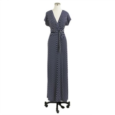 Kimono-sleeve maxidress in stripe