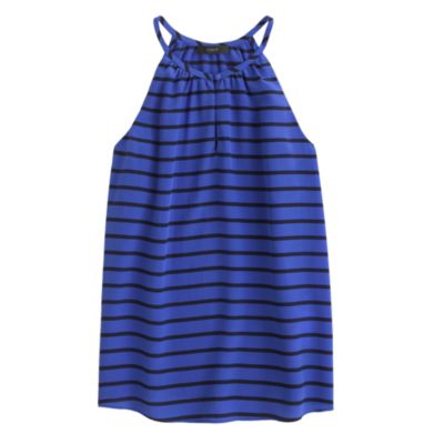 Silk keyhole top in stripe