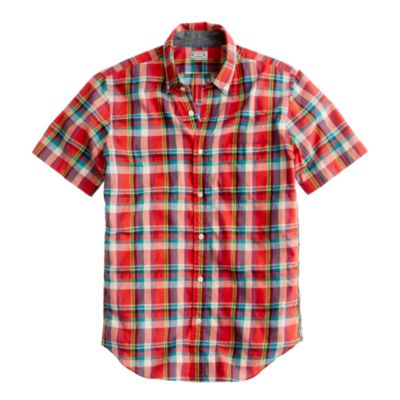 Indian cotton short-sleeve shirt in Palermo plaid