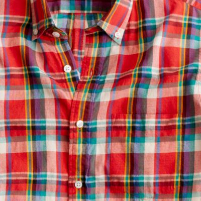 Indian cotton short-sleeve shirt in Palermo plaid