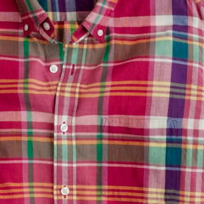 Indian cotton shirt in brick plaid