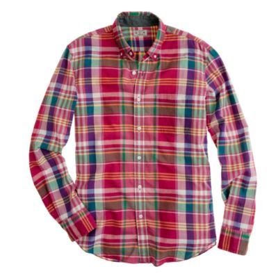 Indian cotton shirt in brick plaid