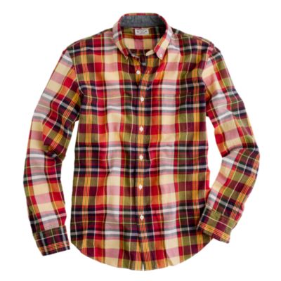 Indian cotton shirt in golden plaid