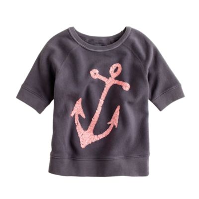 Girls' sequin anchor sweatshirt