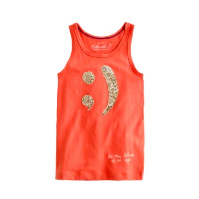 Girls' sequin winky face tank