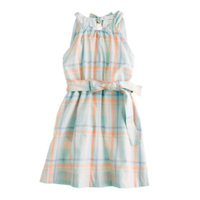 Girls' pastel plaid dress