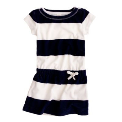 Girls' terry drawstring dress in rugby stripe