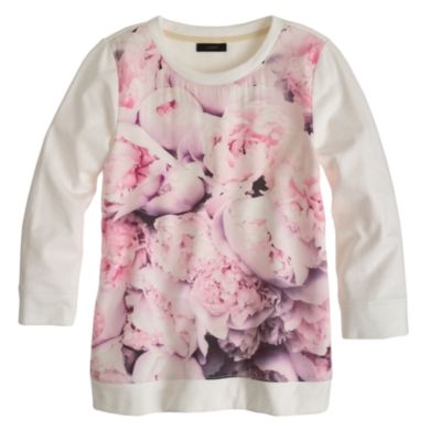 Collection silk panel peony sweatshirt