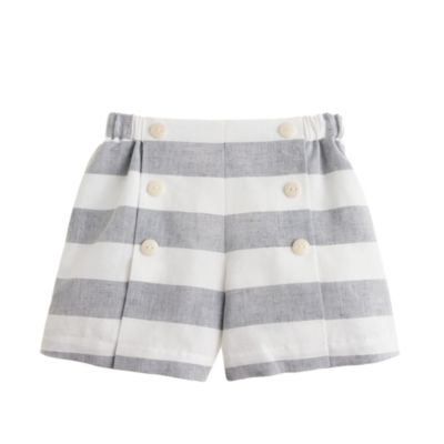 Girls' sailor short in linen stripe