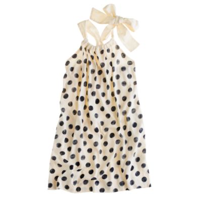 Girls' bow-back dress in polka dot