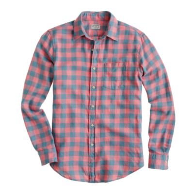 Summerweight twill shirt in buffalo check