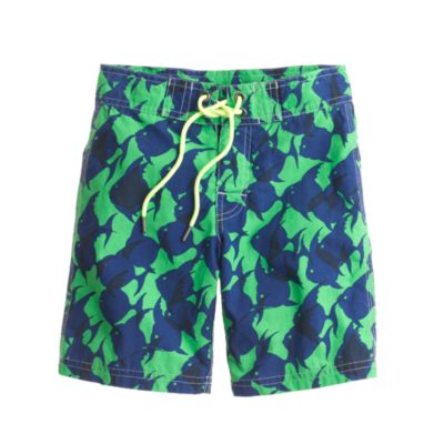 Boys' board shorts in tropical fish print