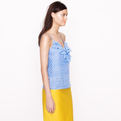 Silk ruffle cami in arrowhead ikat