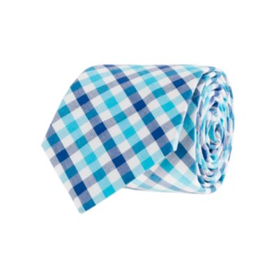 Boys' cotton tie in Baltic check