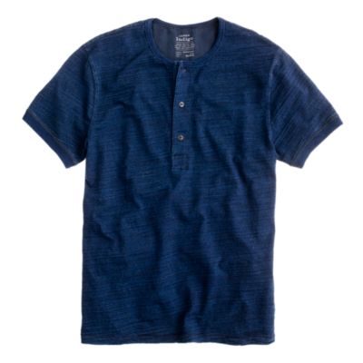 Indigo short-sleeve henley