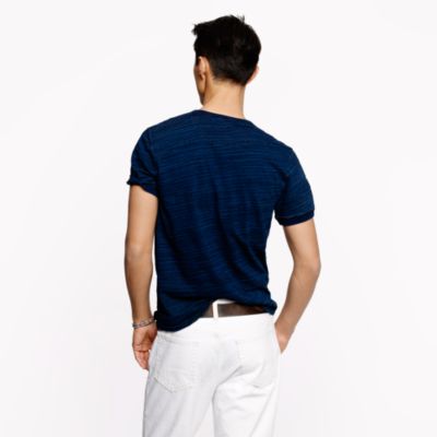 Indigo short-sleeve henley