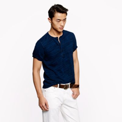 Indigo short-sleeve henley