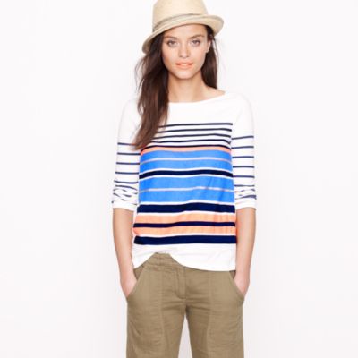 Ribbon-stripe boatneck tee