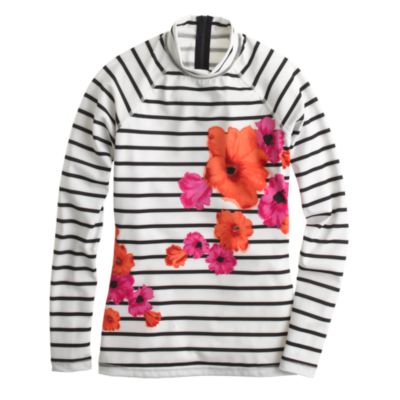 Floral stripe rash guard
