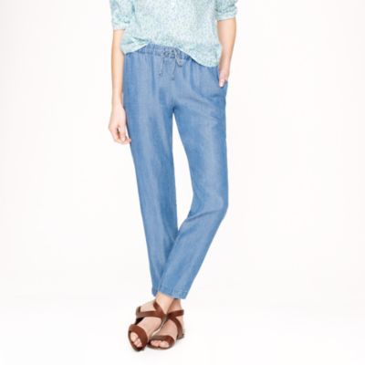 Lightweight washed chambray pant