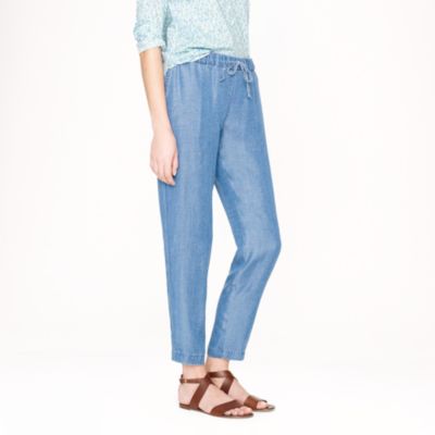 Lightweight washed chambray pant