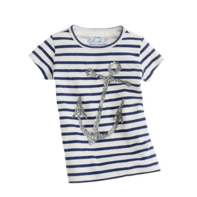Girls' sequin anchor tee