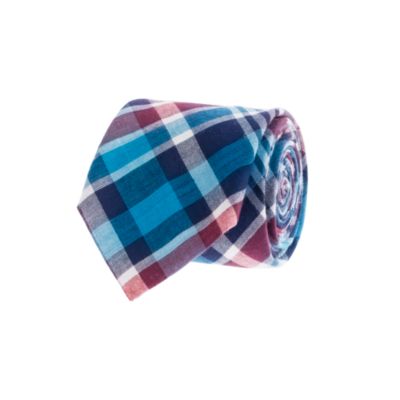 Indian cotton tie in coastal plaid
