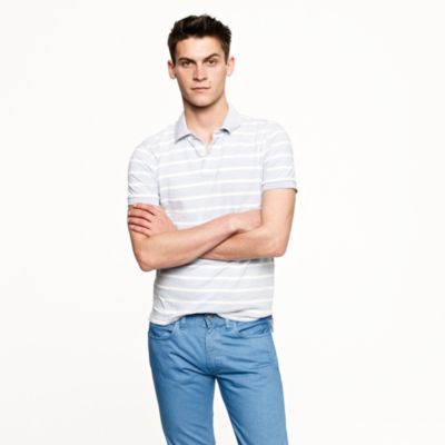Slub jersey polo in faded peri stripe