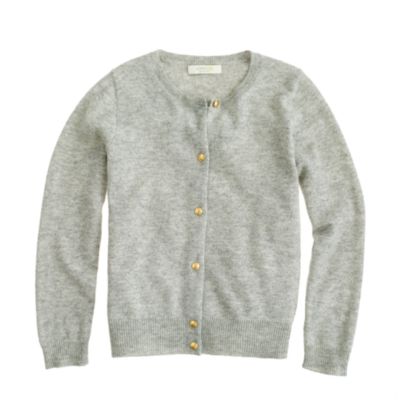 Girls' cashmere star-button cardigan in larger sizes