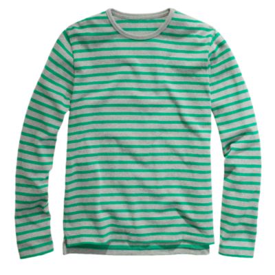 Long-sleeve heavyweight slub tee in even stripe
