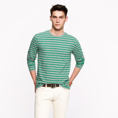Long-sleeve heavyweight slub tee in even stripe