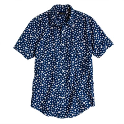 Indigo Short-sleeve shirt in floral reverse print