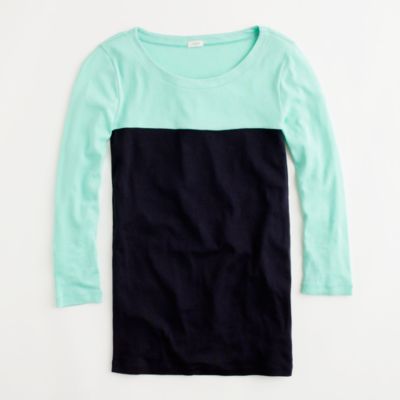 Factory three-quarter sleeve colorblock tee