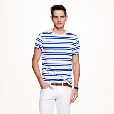 Slub jersey tee in double stripe