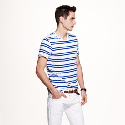 Slub jersey tee in double stripe