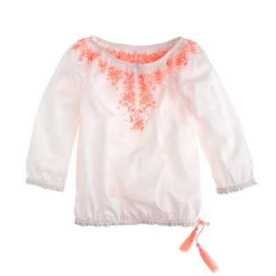 Girls' embroidered peasant top