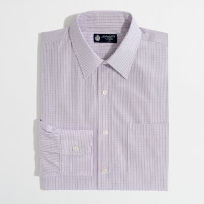 Factory slim point-collar dress shirt in tattersall