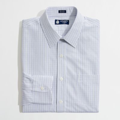 Factory slim point-collar dress shirt in tattersall