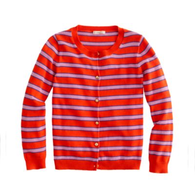 Girls' gold-button Caroline cardigan in stripe