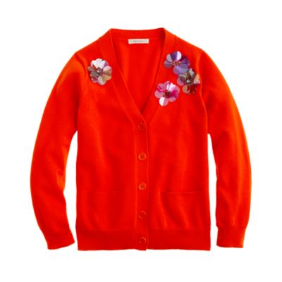 Girls' blooming paillette cardigan