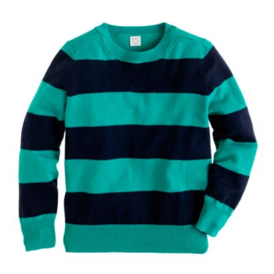 Boys' cotton-cashmere sweatshirt in rugby stripe