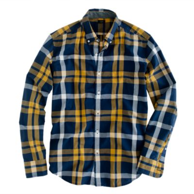Tartan shirt in vintage navy and yellow