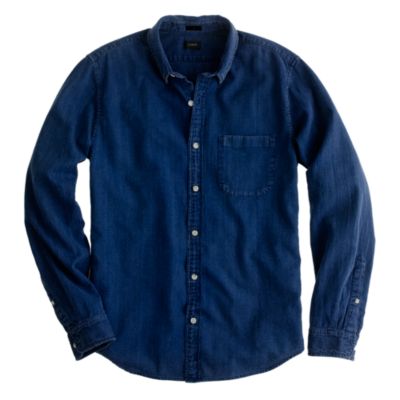 Slim bird's-eye indigo denim shirt