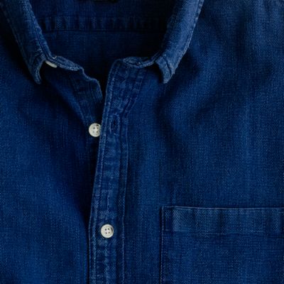 Slim bird's-eye indigo denim shirt