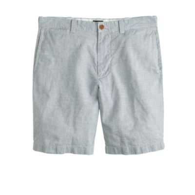 9" Stanton short in stripe Irish linen-cotton